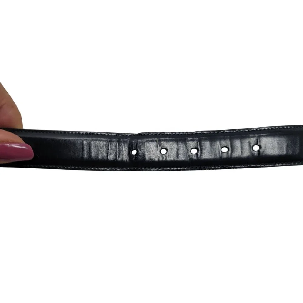 Trafalgar‎ Black Cortina Leather Belt Mens 30 Handmade USA Brass Buckle Timeless